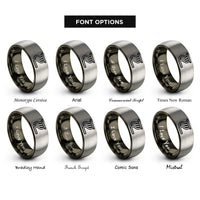font options for inside engraving on gunmetal & gray exhaust headers rings