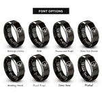 font options for inside engraving on black & silver exit arrow rings