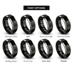 font options for inside engraving on black & silver explosive rings
