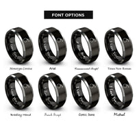 font options for inside engraving on black & silver explosive rings