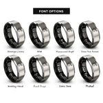 font options for inside engraving on black & silver explosive rings