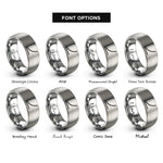 font options for inside engraving on silver exponential curve rings