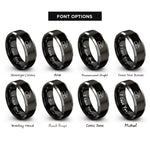 font options for inside engraving on black & gray expression pedal rings
