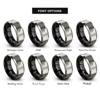 font options for inside engraving on black & silver expression pedal rings