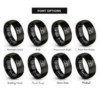 font options for inside engraving on black expression pedal rings