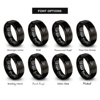font options for inside engraving on black expression pedal rings