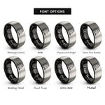 font options for inside engraving on black & silver extension cord reel rings