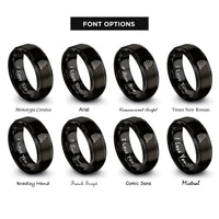 font options for inside engraving on black extension cord reel rings