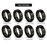 font options for inside engraving on black extension cord reel rings