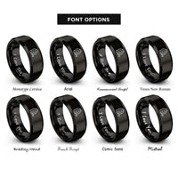font options for inside engraving on black extension cord reel rings