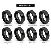 font options for inside engraving on black extension cord reel rings