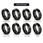 font options for inside engraving on black & gray extension ladder rings