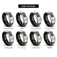 font options for inside engraving on black & gray extension ladder rings