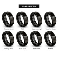 font options for inside engraving on black extension ladder rings