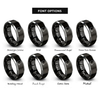 font options for inside engraving on black & gray external hard drive rings