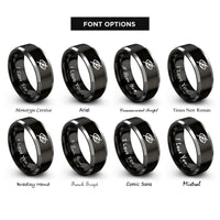 font options for inside engraving on black & gray eye slash rings