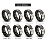 font options for inside engraving on black & grey eye slash rings