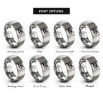 font options for inside engraving on gray eye slash rings