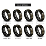 font options for inside engraving on gunmetal & black eye slash rings