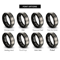 font options for inside engraving on black & silver eyeliner pen rings