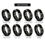 font options for inside engraving on black & silver eyeliner pen rings