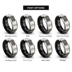 font options for inside engraving on black & silver eyeliner pen rings