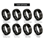 font options for inside engraving on black eyeliner pen rings