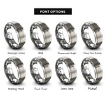 font options for inside engraving on gray eyeliner pen rings