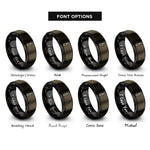 font options for inside engraving on gunmetal & black eyeliner pen rings