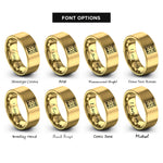 font options for inside engraving on gold eyeshadow palette rings