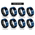 font options for inside engraving on black & blue eyewash station rings