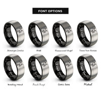 font options for inside engraving on black & gray eyewash station rings