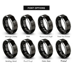 font options for inside engraving on black & grey eyewash station rings