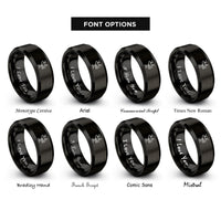 font options for inside engraving on black eyewash station rings