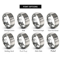 font options for inside engraving on grey f clamp rings