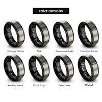 font options for inside engraving on black & silver f hole shape rings