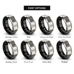 font options for inside engraving on black & grey f hole shape rings