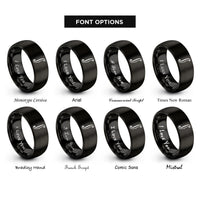 font options for inside engraving on black f hole shape rings