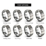 font options for inside engraving on grey f hole shape rings