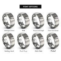 font options for inside engraving on grey f hole shape rings