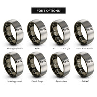 font options for inside engraving on gunmetal & gray f hole shape rings