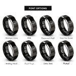 font options for inside engraving on black & silver f holes circle rings