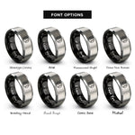 font options for inside engraving on black & grey f holes circle rings