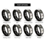 font options for inside engraving on black & grey f holes circle rings