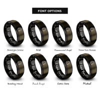 font options for inside engraving on gunmetal & black f holes circle rings