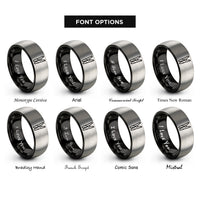 font options for inside engraving on black & gray fabric clips rings