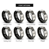 font options for inside engraving on black & gray fabric clips rings
