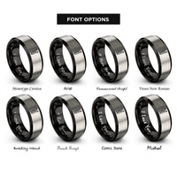 font options for inside engraving on black & silver fabric clips rings