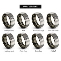 font options for inside engraving on gunmetal & silver fabric clips rings