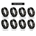 font options for inside engraving on black & grey fabric marker rings